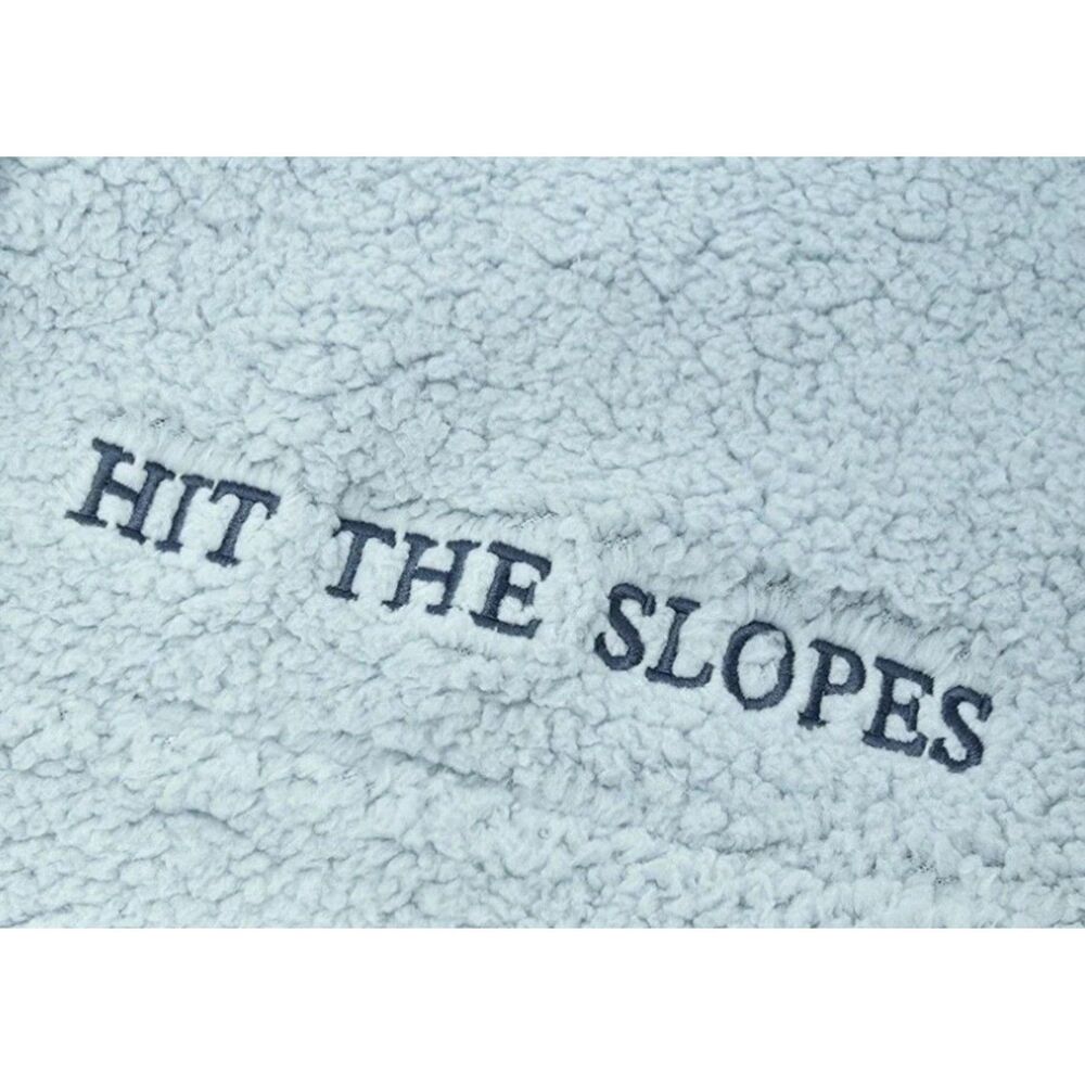 NEW Light Blue Sz XXL Embroidered SNOOPY Soft Sherpa Fleece Cozy Sweater PEANUTS - Picture 8 of 10
